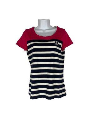 Lauren Ralph Lauren Active Striped Cotton T-Shirt Women’s Medium Navy/White